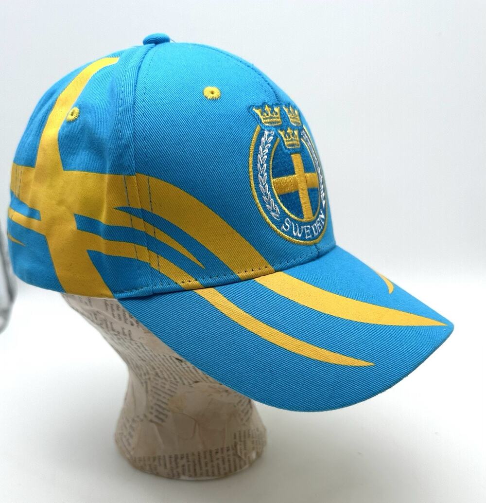 Vintage Sweden Soccer Team Hat Sverige Flag Country Caps Strapback - RARE EUC